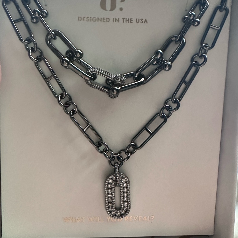 Luxe layers 
Bomb party Luxe Silver Chain-Link Necklace Modern Statement Piece